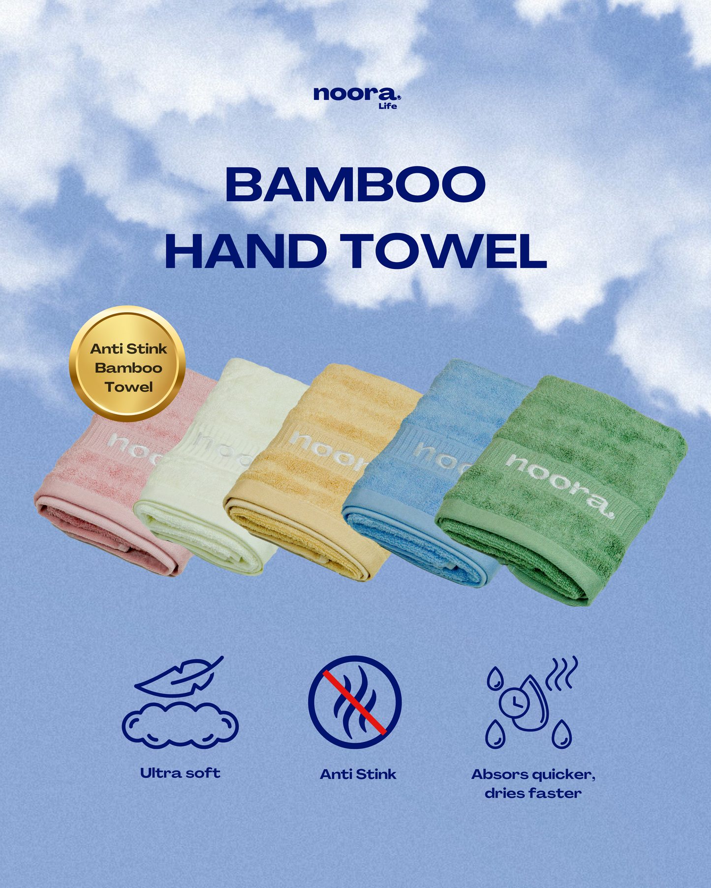 NooraLife Bamboo Hand Towels - front pictures