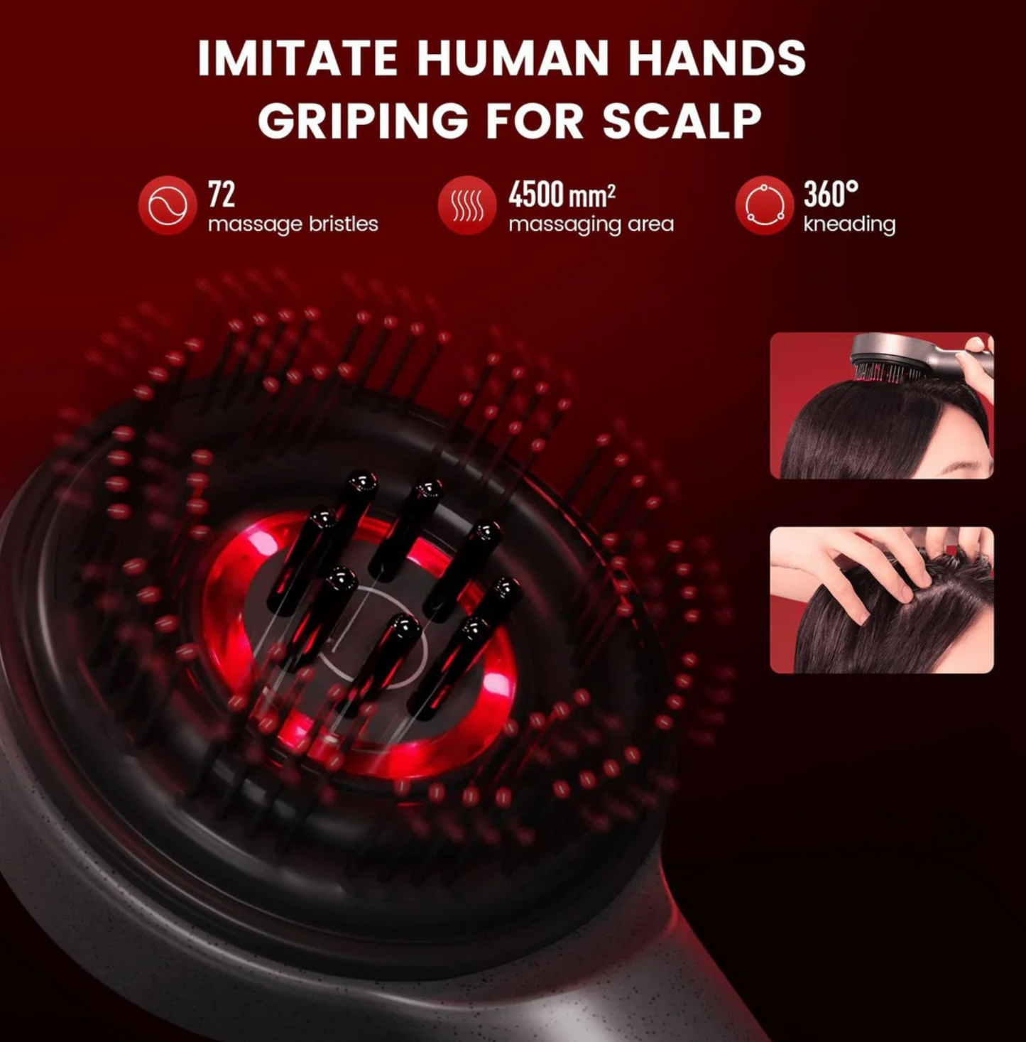 NooraGlow™ Red Light Therapy Scalp Massager with Oil Diffusion