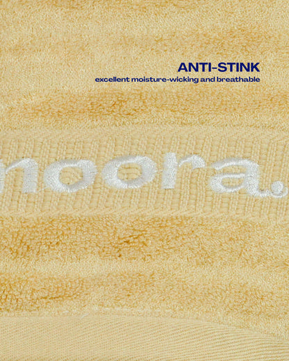 Orange bamboo bath towel highlights anti-stink property